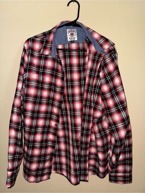 Men’s Red & Black Plaid Button-Down Shirt
